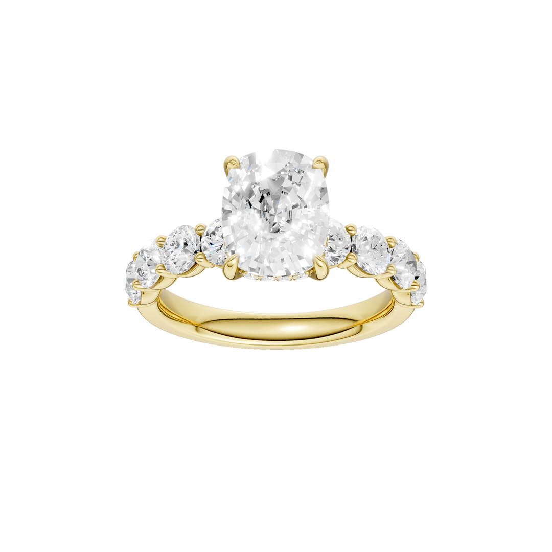 Semi Eternity Engagement Ring (Elongated Cushion) in 14K Yellow Gold – Silvadi Jewelry Aurora CO