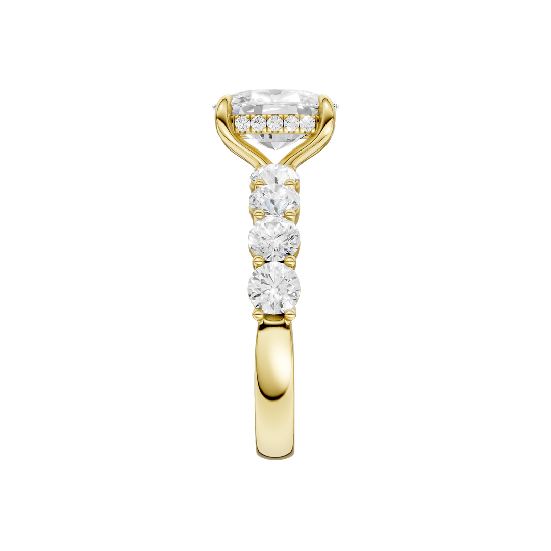 Semi Eternity Engagement Ring (Elongated Cushion) in 14K Yellow Gold – Silvadi Jewelry Aurora CO