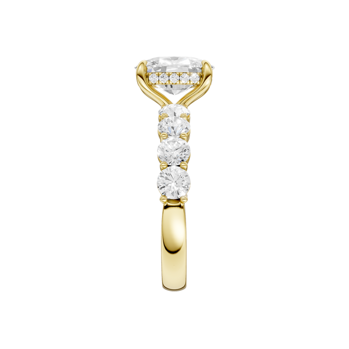 Semi Eternity Engagement Ring (Elongated Cushion) in 14K Yellow Gold – Silvadi Jewelry Aurora CO