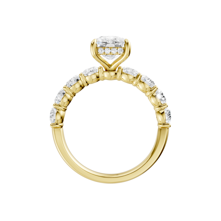 Semi Eternity Engagement Ring (Elongated Cushion) in 14K Yellow Gold – Silvadi Jewelry Aurora CO