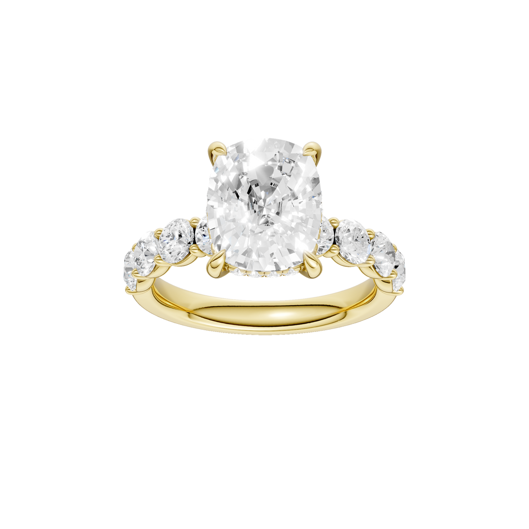 Semi Eternity Engagement Ring (Elongated Cushion) in 14K Yellow Gold – Silvadi Jewelry Aurora CO