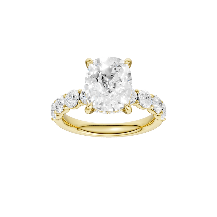 Semi Eternity Engagement Ring (Elongated Cushion) in 14K Yellow Gold – Silvadi Jewelry Aurora CO