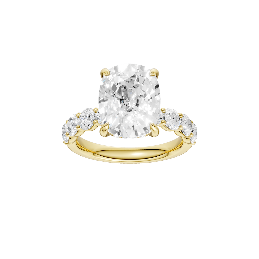 Semi Eternity Engagement Ring (Elongated Cushion) in 14K Yellow Gold – Silvadi Jewelry Aurora CO