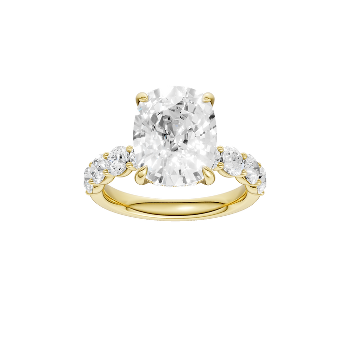 Semi Eternity Engagement Ring (Elongated Cushion) in 14K Yellow Gold – Silvadi Jewelry Aurora CO
