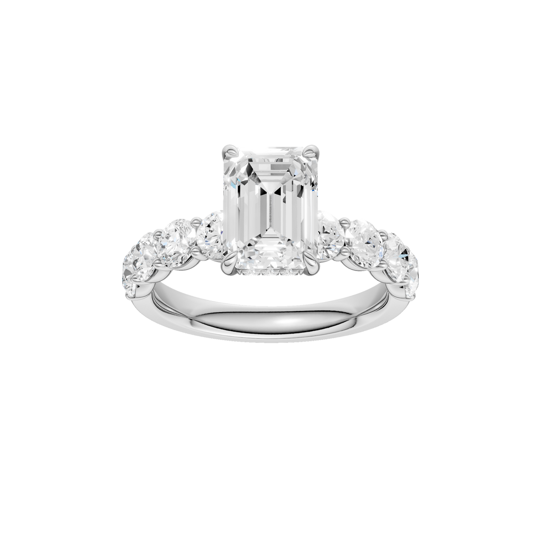 Semi Eternity Engagement Ring (Emerald) in 14K White Gold – Silvadi Jewelry Aurora CO
