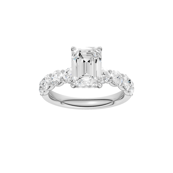 Semi Eternity Engagement Ring (Emerald) in 14K White Gold – Silvadi Jewelry Aurora CO