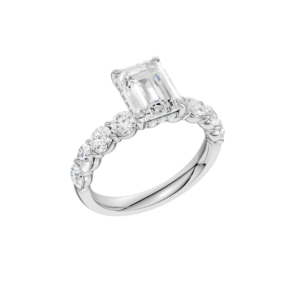 Semi Eternity Engagement Ring (Emerald) in 14K White Gold – Silvadi Jewelry Aurora CO