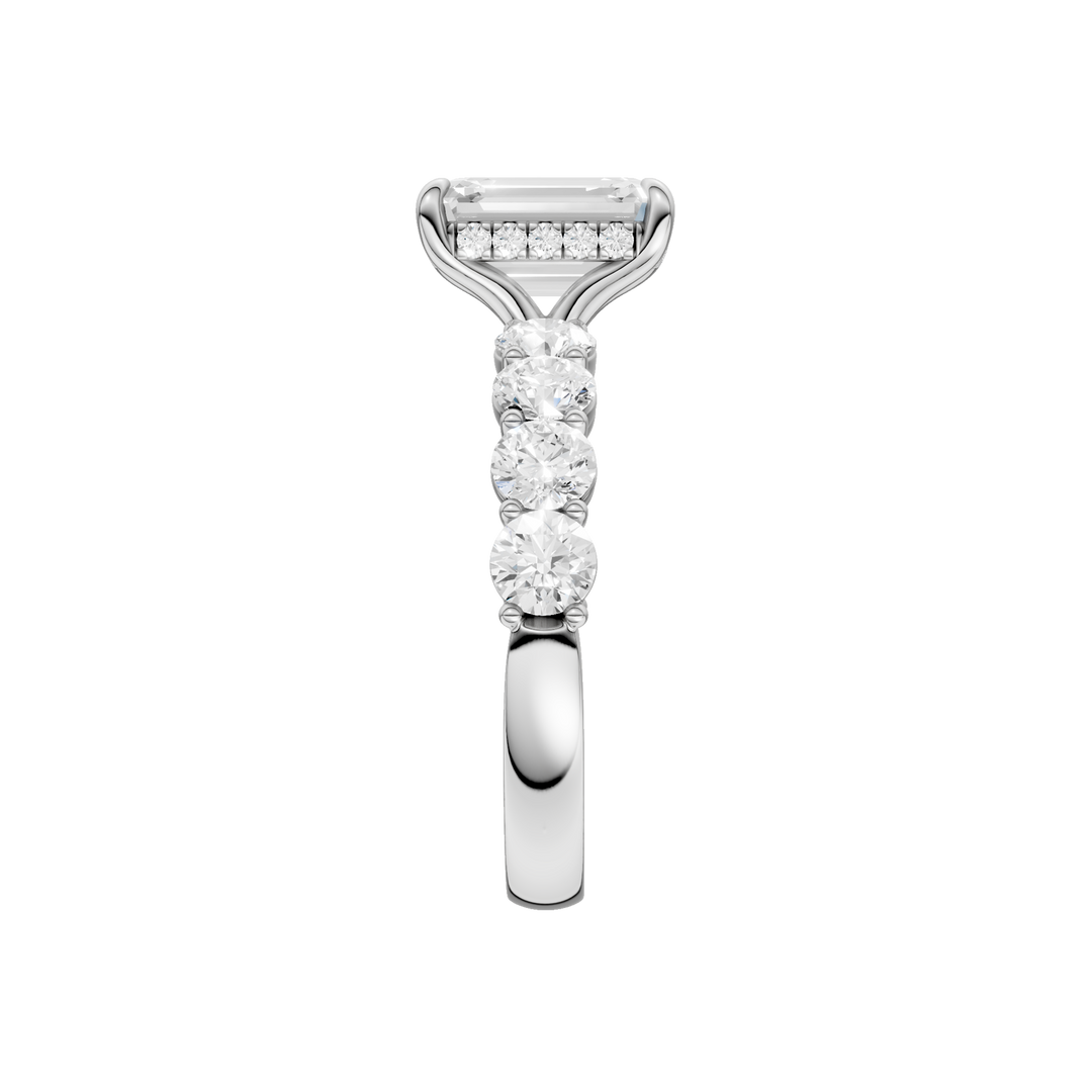 Semi Eternity Engagement Ring (Emerald) in 14K White Gold – Silvadi Jewelry Aurora CO
