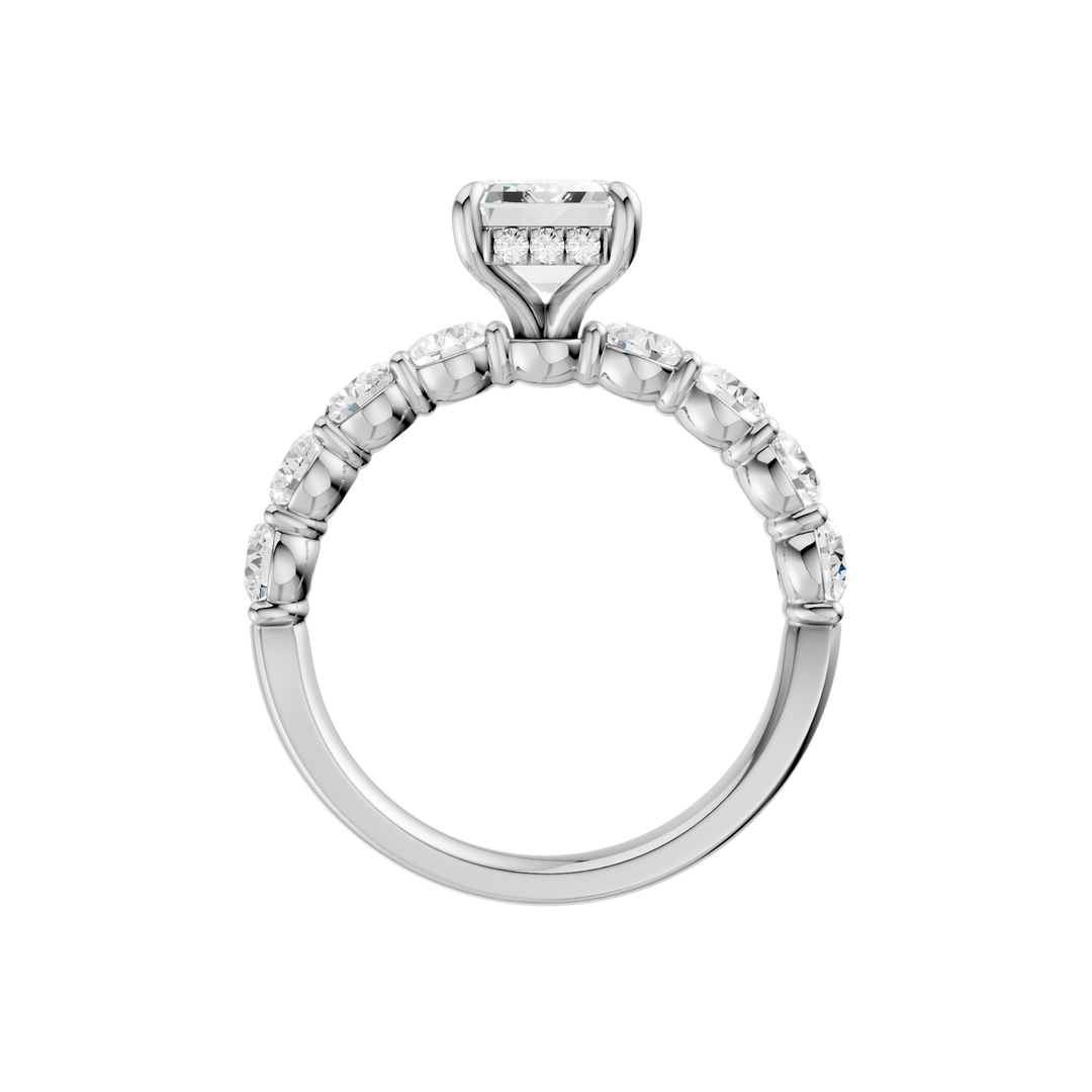 Semi Eternity Engagement Ring (Emerald) in 14K White Gold – Silvadi Jewelry Aurora CO
