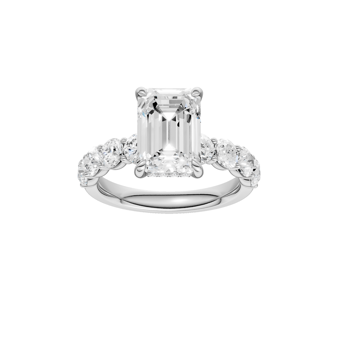 Semi Eternity Engagement Ring (Emerald) in 14K White Gold – Silvadi Jewelry Aurora CO