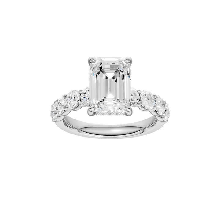 Semi Eternity Engagement Ring (Emerald) in 14K White Gold – Silvadi Jewelry Aurora CO
