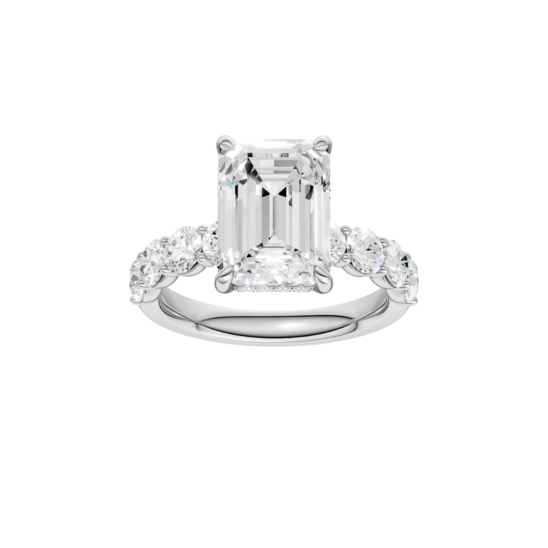 Semi Eternity Engagement Ring (Emerald) in 14K White Gold – Silvadi Jewelry Aurora CO