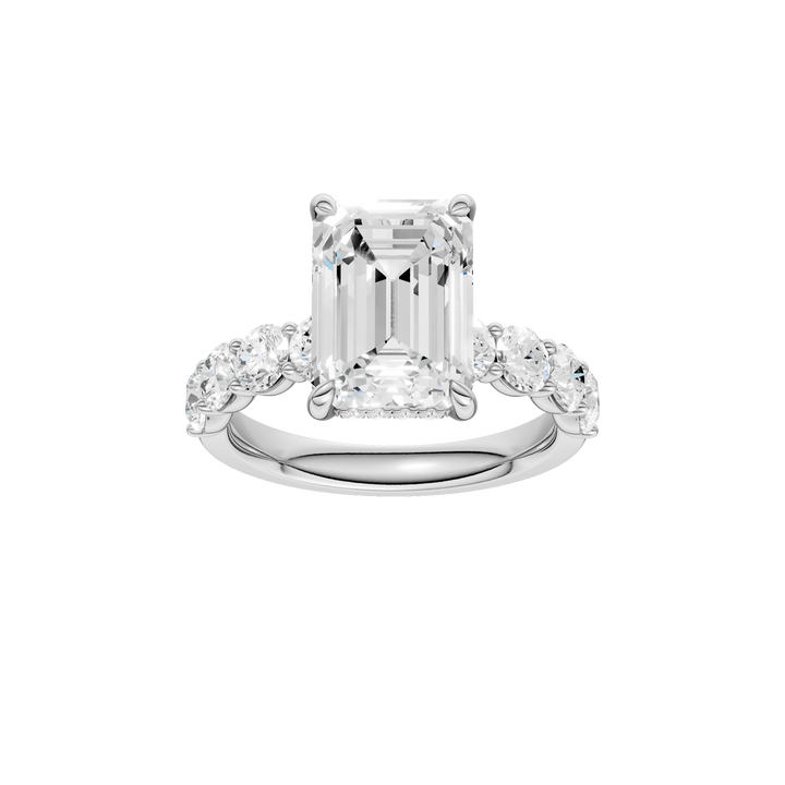 Semi Eternity Engagement Ring (Emerald) in 14K White Gold – Silvadi Jewelry Aurora CO
