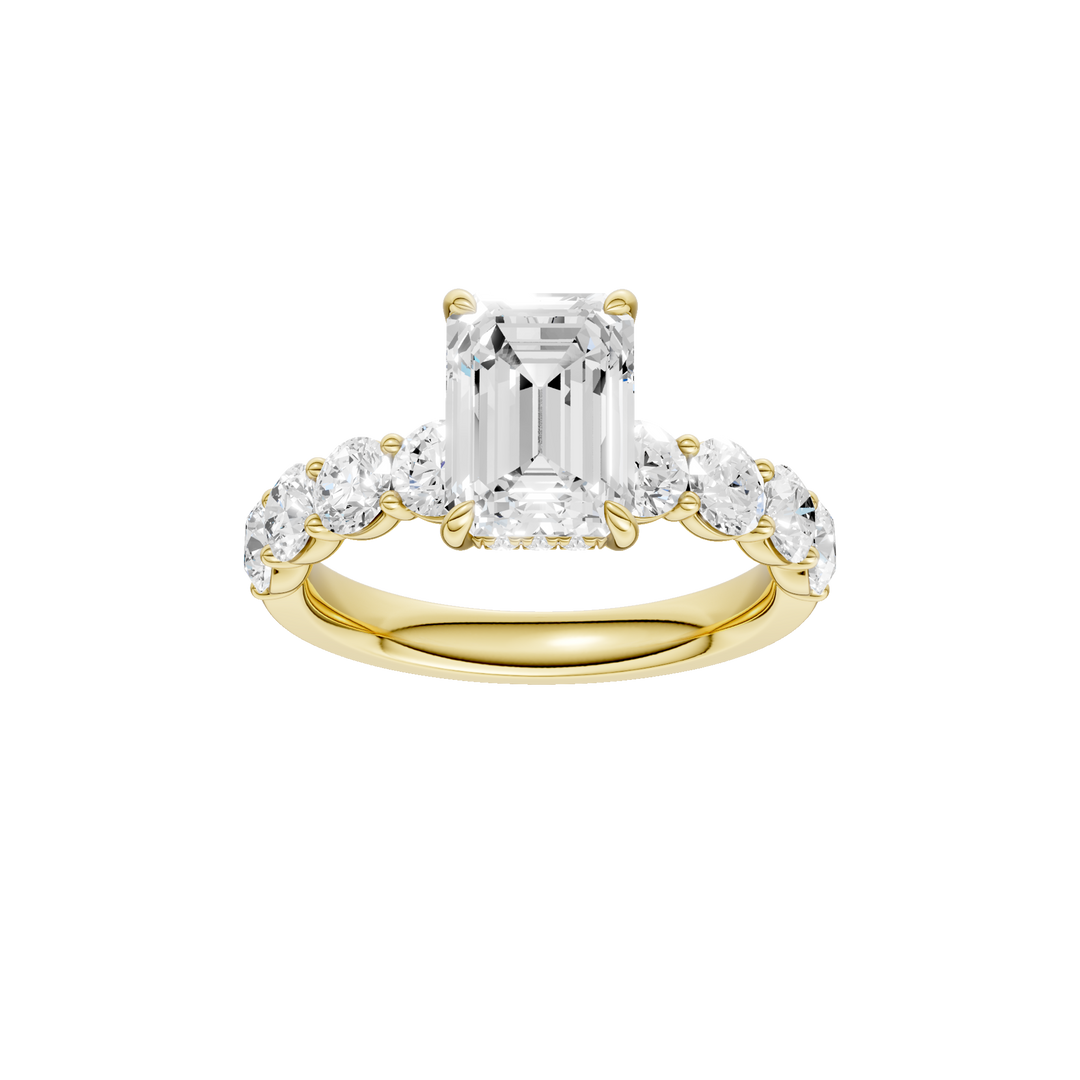 Semi Eternity Engagement Ring (Emerald) in 14K Yellow Gold – Silvadi Jewelry Aurora CO