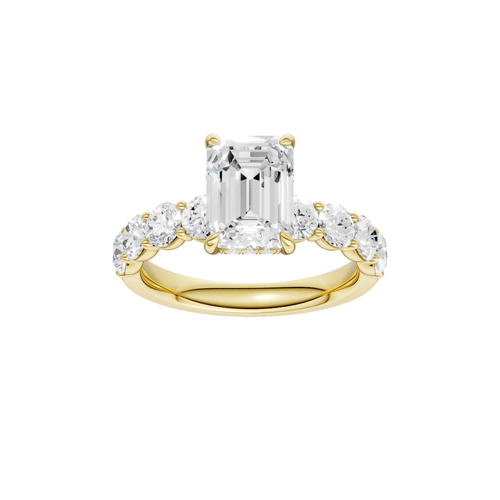 Semi Eternity Engagement Ring (Emerald) in 14K Yellow Gold – Silvadi Jewelry Aurora CO
