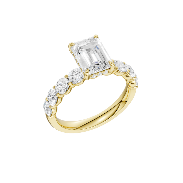 Semi Eternity Engagement Ring (Emerald) in 14K Yellow Gold – Silvadi Jewelry Aurora CO
