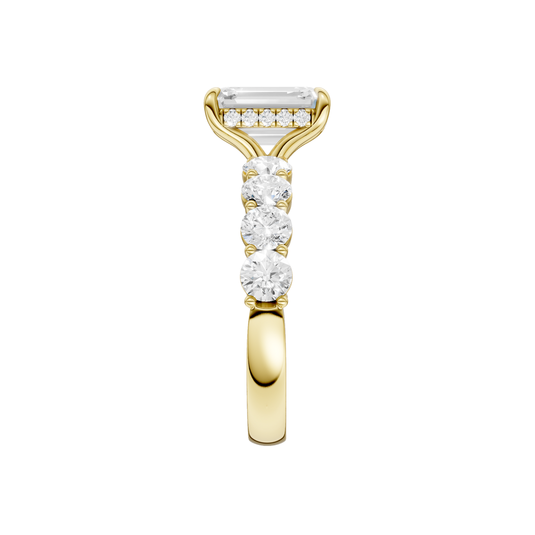 Semi Eternity Engagement Ring (Emerald) in 14K Yellow Gold – Silvadi Jewelry Aurora CO