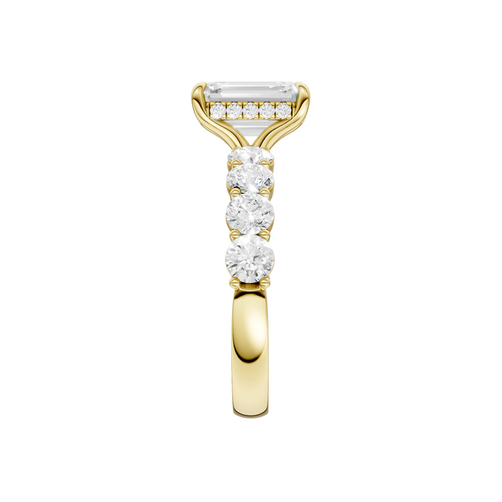 Semi Eternity Engagement Ring (Emerald) in 14K Yellow Gold – Silvadi Jewelry Aurora CO