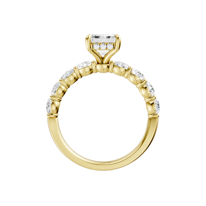 Semi Eternity Engagement Ring (Emerald) in 14K Yellow Gold – Silvadi Jewelry Aurora CO