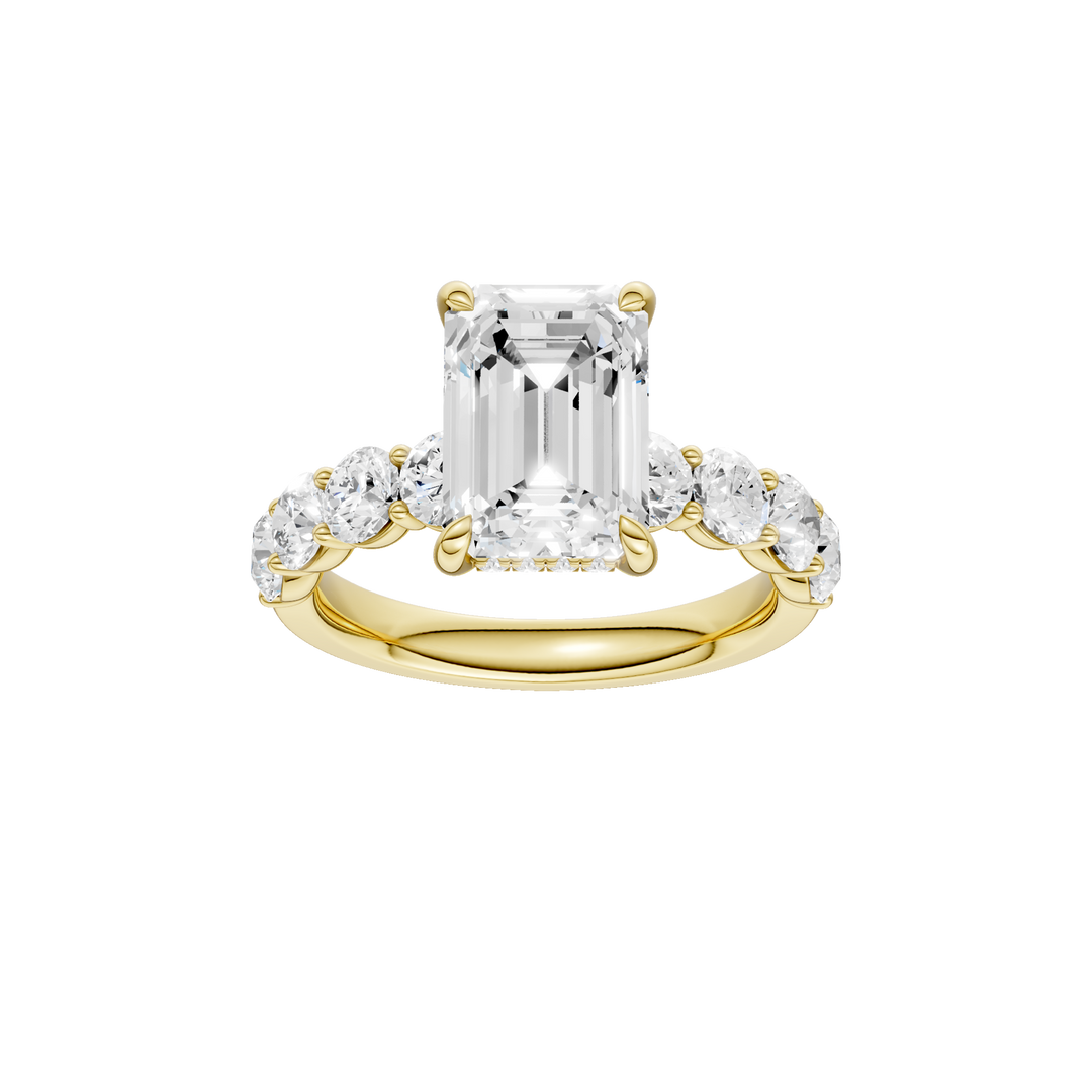Semi Eternity Engagement Ring (Emerald) in 14K Yellow Gold – Silvadi Jewelry Aurora CO