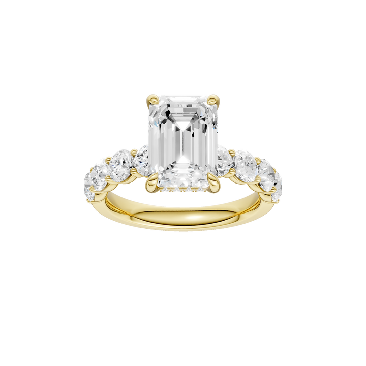 Semi Eternity Engagement Ring (Emerald) in 14K Yellow Gold – Silvadi Jewelry Aurora CO