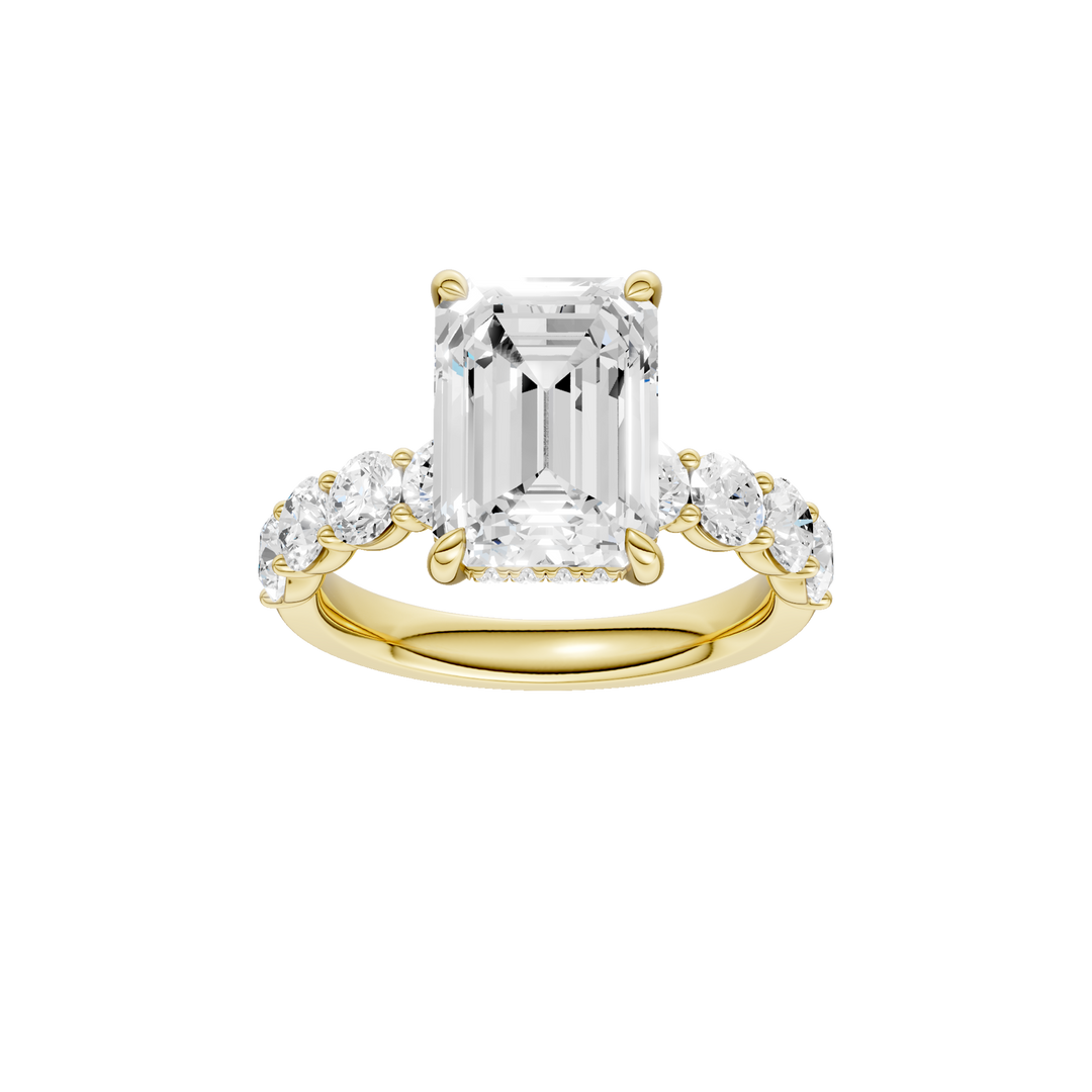 Semi Eternity Engagement Ring (Emerald) in 14K Yellow Gold – Silvadi Jewelry Aurora CO