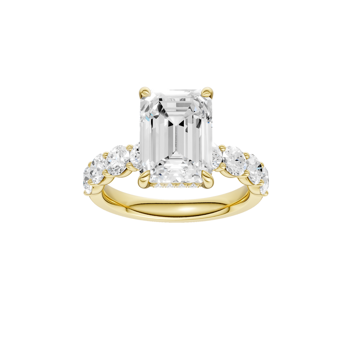 Semi Eternity Engagement Ring (Emerald) in 14K Yellow Gold – Silvadi Jewelry Aurora CO