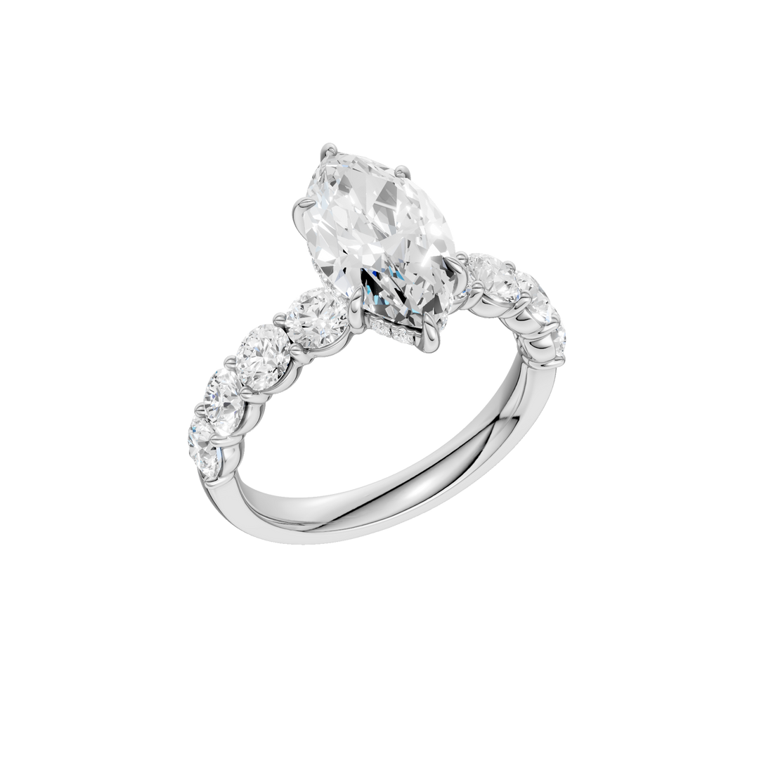 Semi Eternity Engagement Ring (Marquise) in 14K White Gold – Silvadi Jewelry Aurora CO