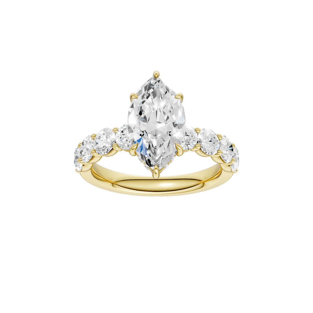 Semi Eternity Engagement Ring (Marquise) in 14K Yellow Gold – Silvadi Jewelry Aurora CO