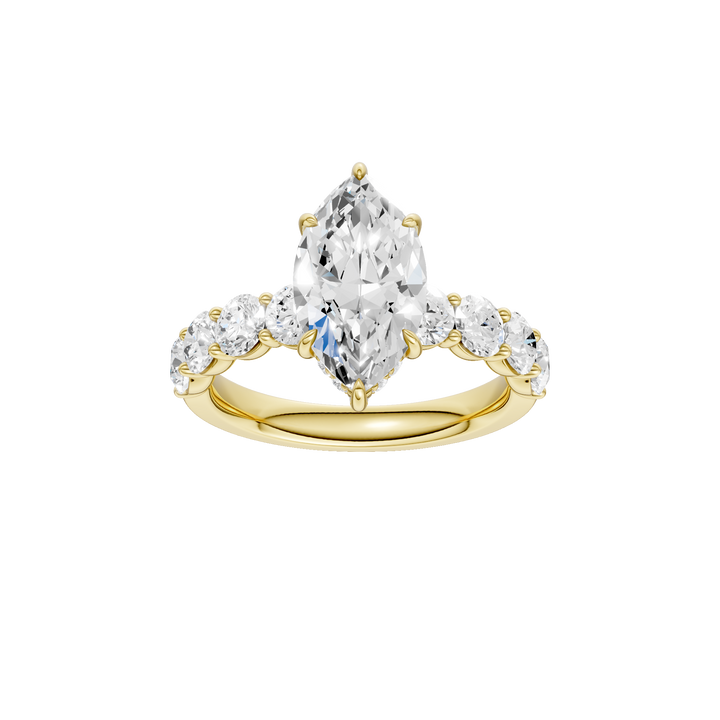 Semi Eternity Engagement Ring (Marquise) in 14K Yellow Gold – Silvadi Jewelry Aurora CO