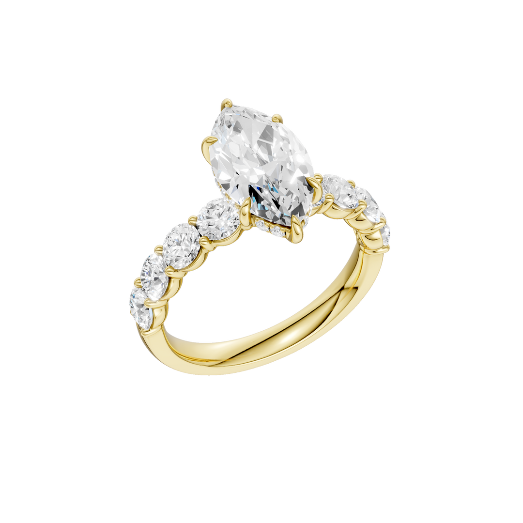 Semi Eternity Engagement Ring (Marquise) in 14K Yellow Gold – Silvadi Jewelry Aurora CO