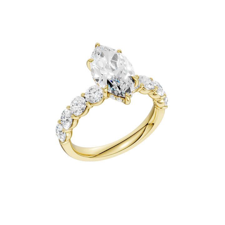Semi Eternity Engagement Ring (Marquise) in 14K Yellow Gold – Silvadi Jewelry Aurora CO