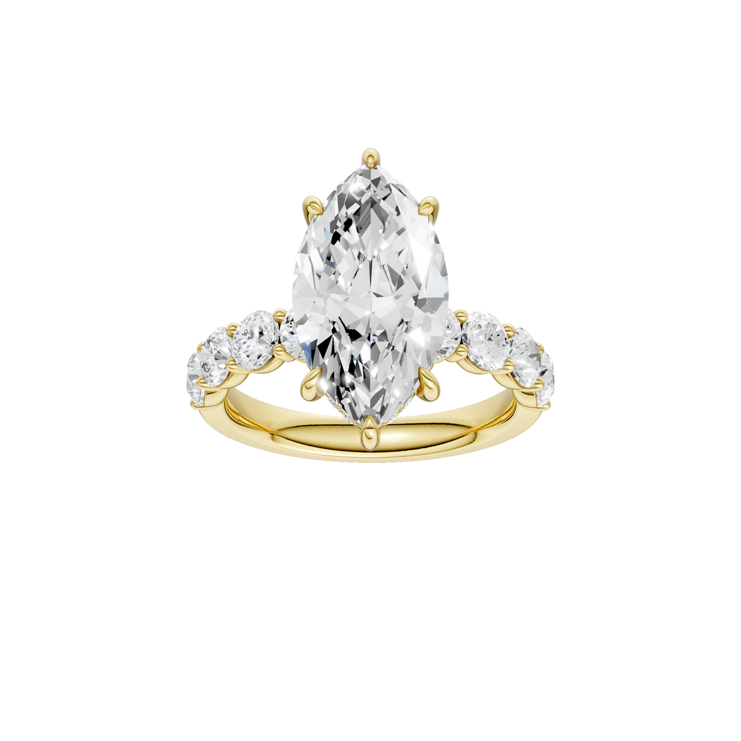 Semi Eternity Engagement Ring (Marquise) in 14K Yellow Gold – Silvadi Jewelry Aurora CO