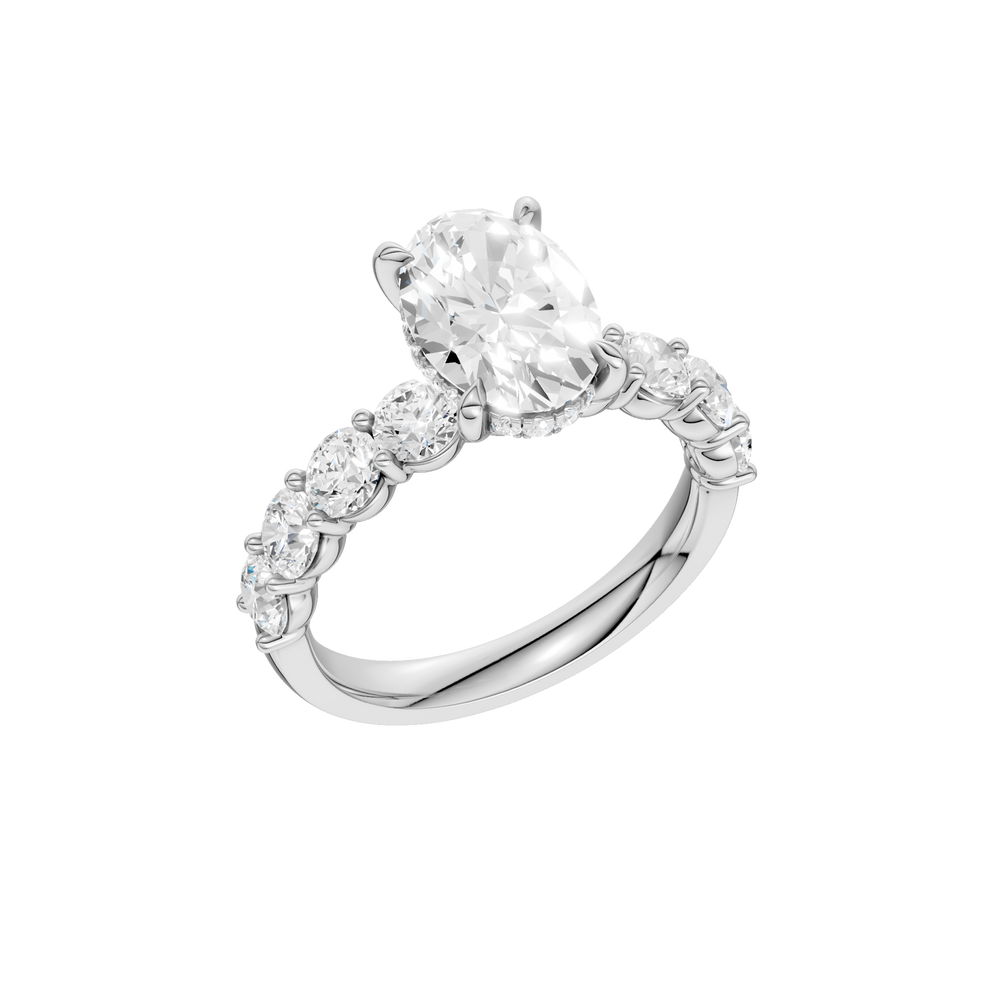 Semi Eternity Engagement Ring (Oval) in 14K White Gold – Silvadi Jewelry Aurora CO