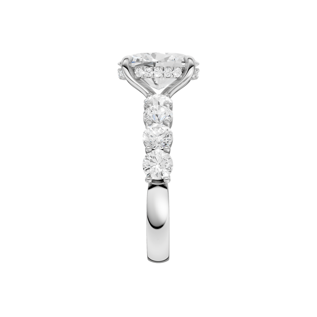 Semi Eternity Engagement Ring (Oval) in 14K White Gold – Silvadi Jewelry Aurora CO
