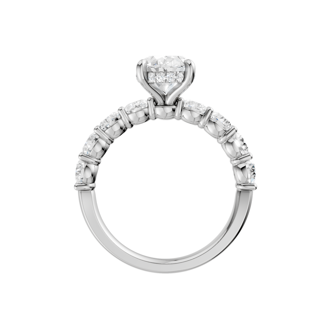 Semi Eternity Engagement Ring (Oval) in 14K White Gold – Silvadi Jewelry Aurora CO