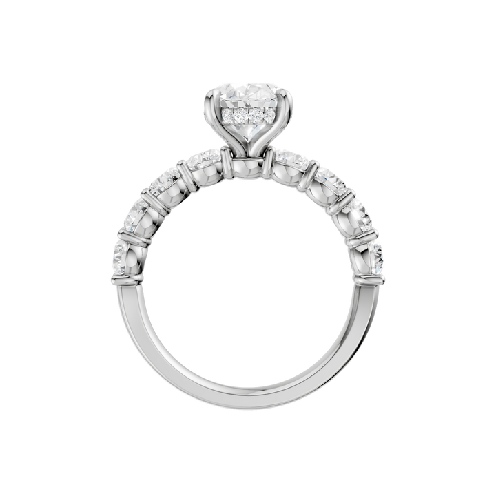 Semi Eternity Engagement Ring (Oval) in 14K White Gold – Silvadi Jewelry Aurora CO
