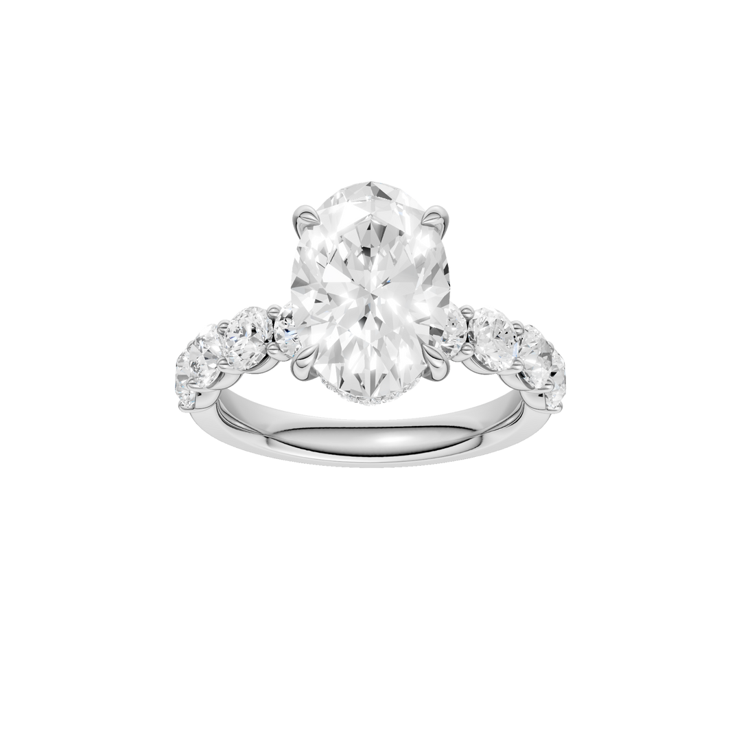 Semi Eternity Engagement Ring (Oval) in 14K White Gold – Silvadi Jewelry Aurora CO