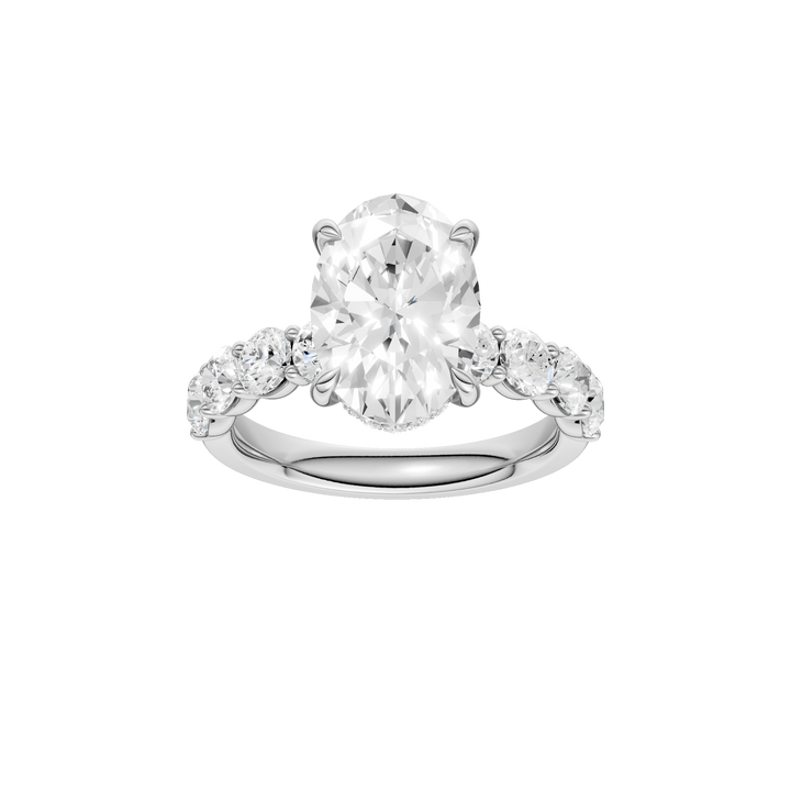 Semi Eternity Engagement Ring (Oval) in 14K White Gold – Silvadi Jewelry Aurora CO