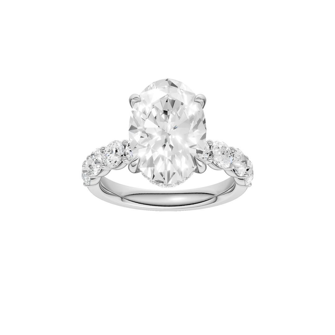 Semi Eternity Engagement Ring (Oval) in 14K White Gold – Silvadi Jewelry Aurora CO