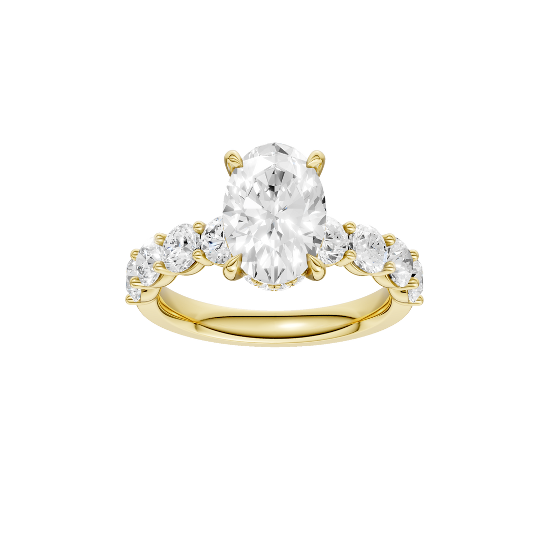 Semi Eternity Engagement Ring (Oval) in 14K Yellow Gold – Silvadi Jewelry Aurora CO