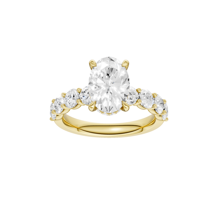Semi Eternity Engagement Ring (Oval) in 14K Yellow Gold – Silvadi Jewelry Aurora CO