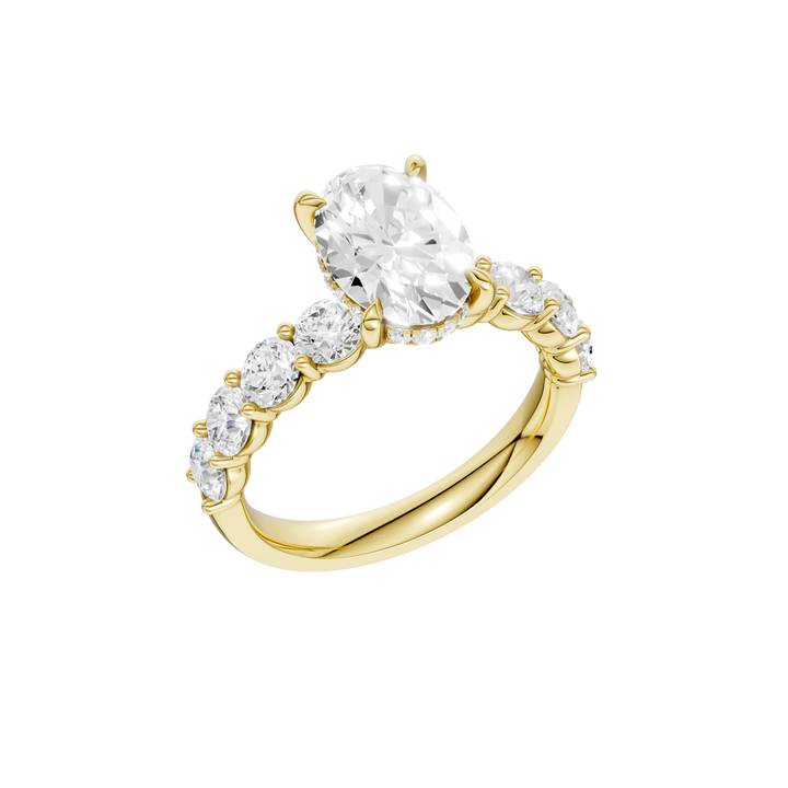 Semi Eternity Engagement Ring (Oval) in 14K Yellow Gold – Silvadi Jewelry Aurora CO