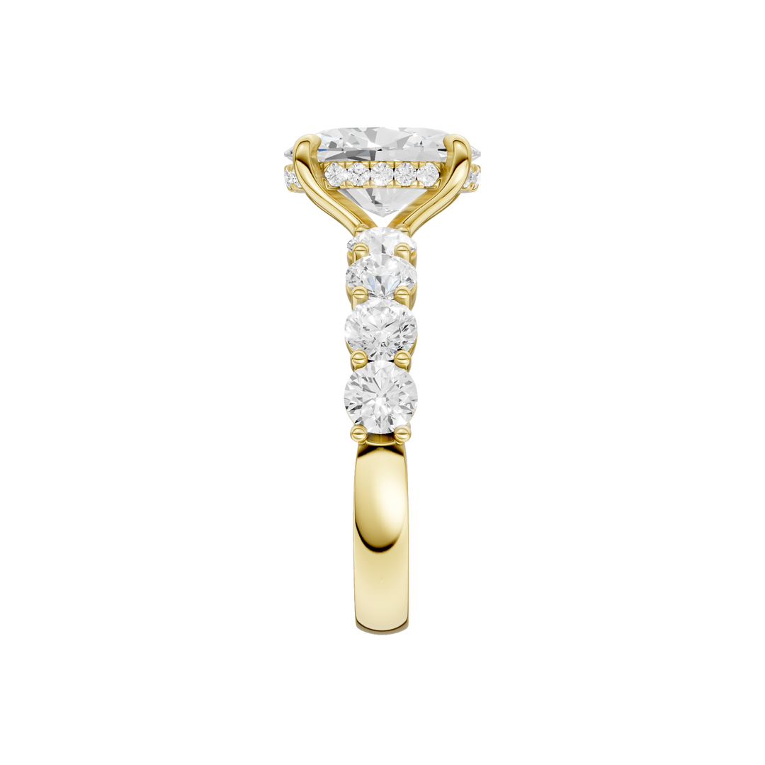 Semi Eternity Engagement Ring (Oval) in 14K Yellow Gold – Silvadi Jewelry Aurora CO