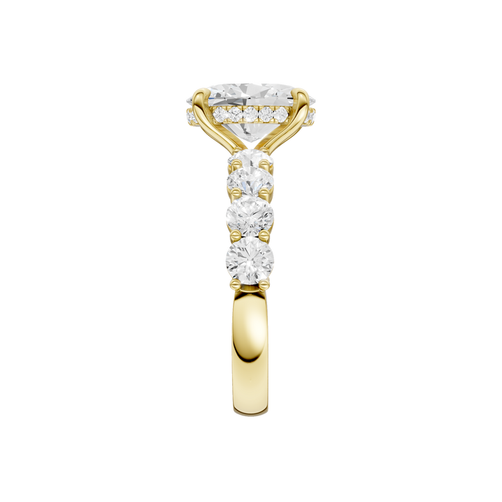 Semi Eternity Engagement Ring (Oval) in 14K Yellow Gold – Silvadi Jewelry Aurora CO