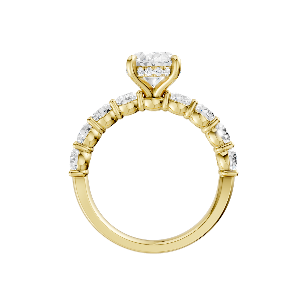 Semi Eternity Engagement Ring (Oval) in 14K Yellow Gold – Silvadi Jewelry Aurora CO
