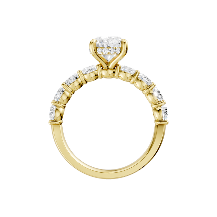 Semi Eternity Engagement Ring (Oval) in 14K Yellow Gold – Silvadi Jewelry Aurora CO