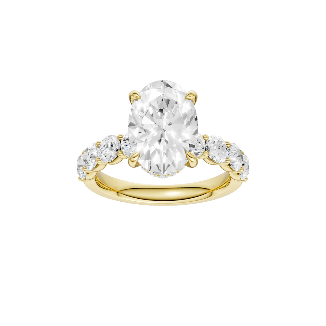 Semi Eternity Engagement Ring (Oval) in 14K Yellow Gold – Silvadi Jewelry Aurora CO