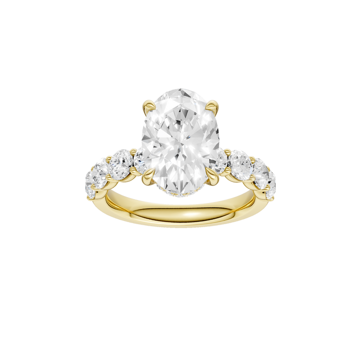 Semi Eternity Engagement Ring (Oval) in 14K Yellow Gold – Silvadi Jewelry Aurora CO