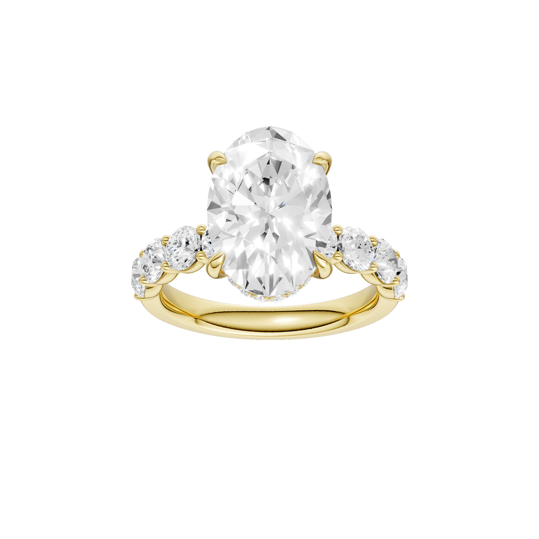 Semi Eternity Engagement Ring (Oval) in 14K Yellow Gold – Silvadi Jewelry Aurora CO